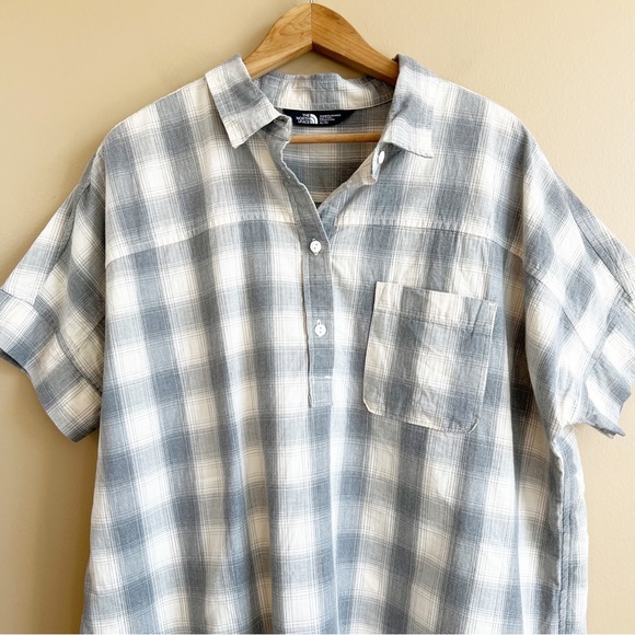 NORTH FACE Plaid Tanami Popover Top Shirt Size XL Short Sleeve - Picture 3 of 10
